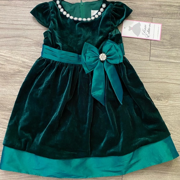 Rare Editions Green Dress with Floral Details - Picture 1 of 5